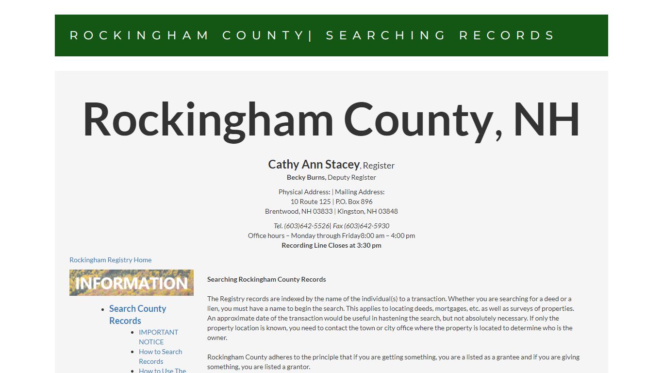 Rockingham County| Searching Records - NHDeeds.org